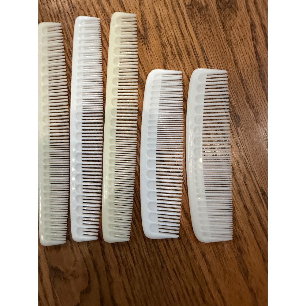 Vintage Tupperware Hair Combs Set of 6 Yellow White Rat Tail Styling - Picture 5 of 9